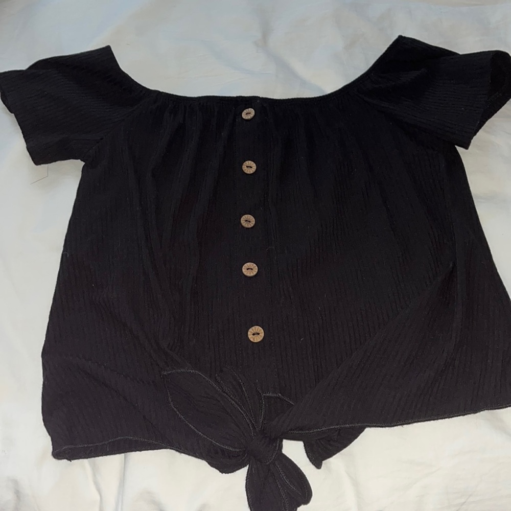 FREE WITH $15 PURCHASE SHEIN black button up off the shoulder top size adult xs
